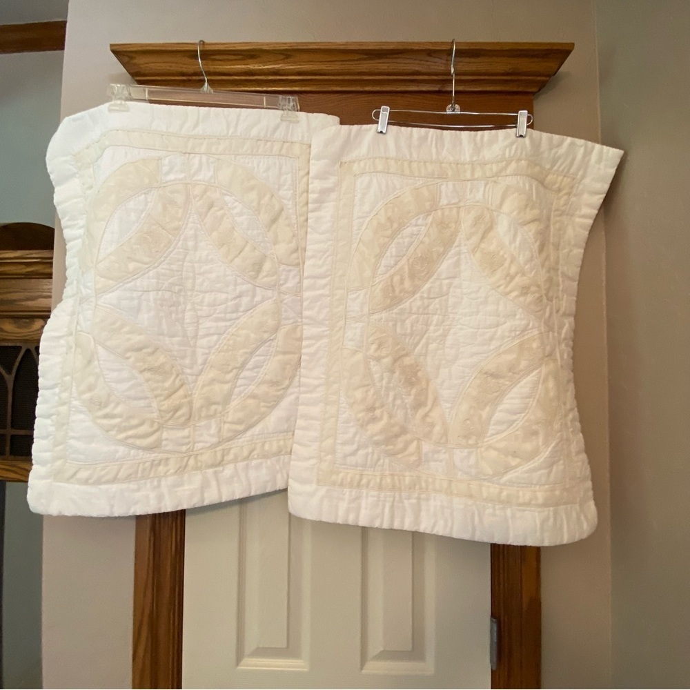Pillow Shams Set Of 2 Cream Color & Trim Detail 23x30”